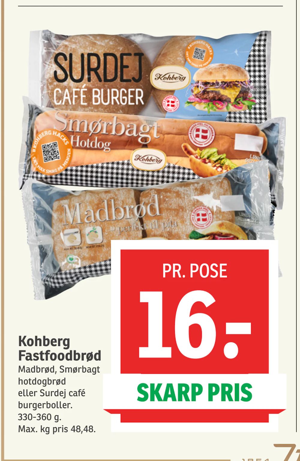 Tilbud på Kohberg Fastfoodbrød fra SPAR til 16 kr.