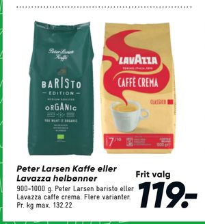 Peter Larsen Kaffe eller Lavazza helbønner