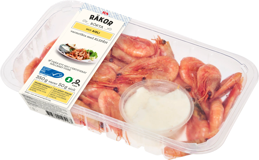 Erbjudanden på Rökta räkor med aioli (ICA) från ICA Kvantum för 65 kr