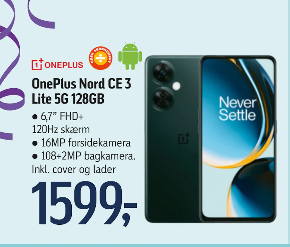Tilbud på OnePlus Nord CE 3 Lite 5G 128GB fra føtex til 1.599 kr.