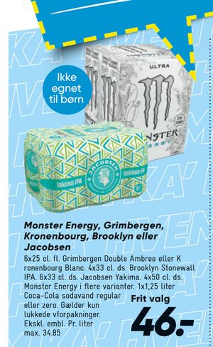 Monster Energy, Grimbergen, Kronenbourg, Brooklyn eller Jacobsen