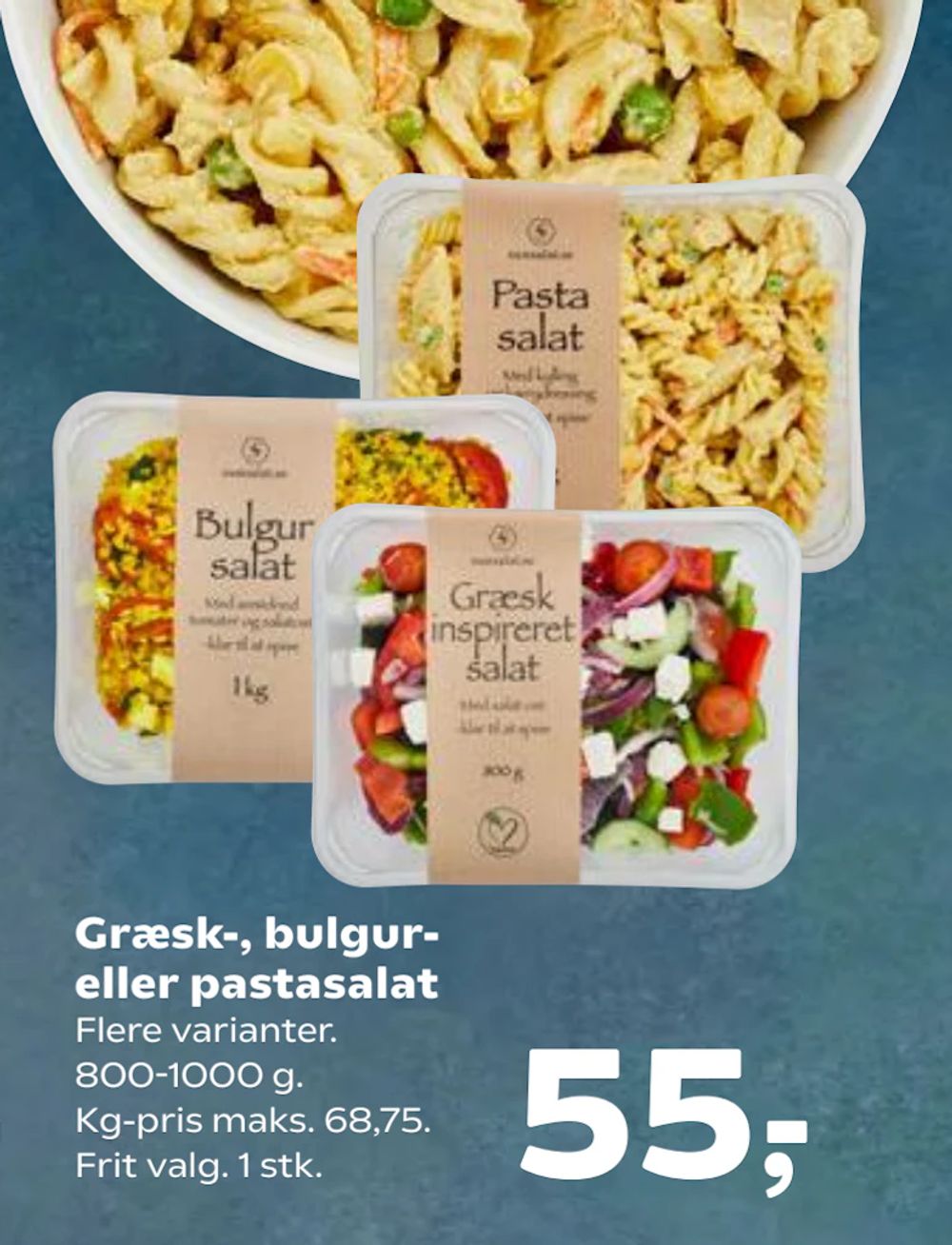 Tilbud på Græsk-, bulgur- eller pastasalat fra SuperBrugsen til 55 kr.