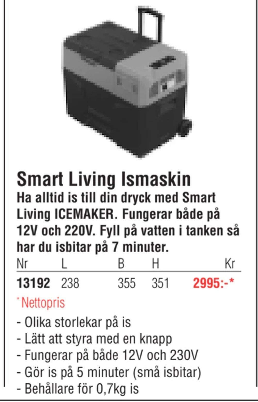 Erbjudanden på Smart Living Ismaskin från Erlandsons Brygga för 2 995 kr