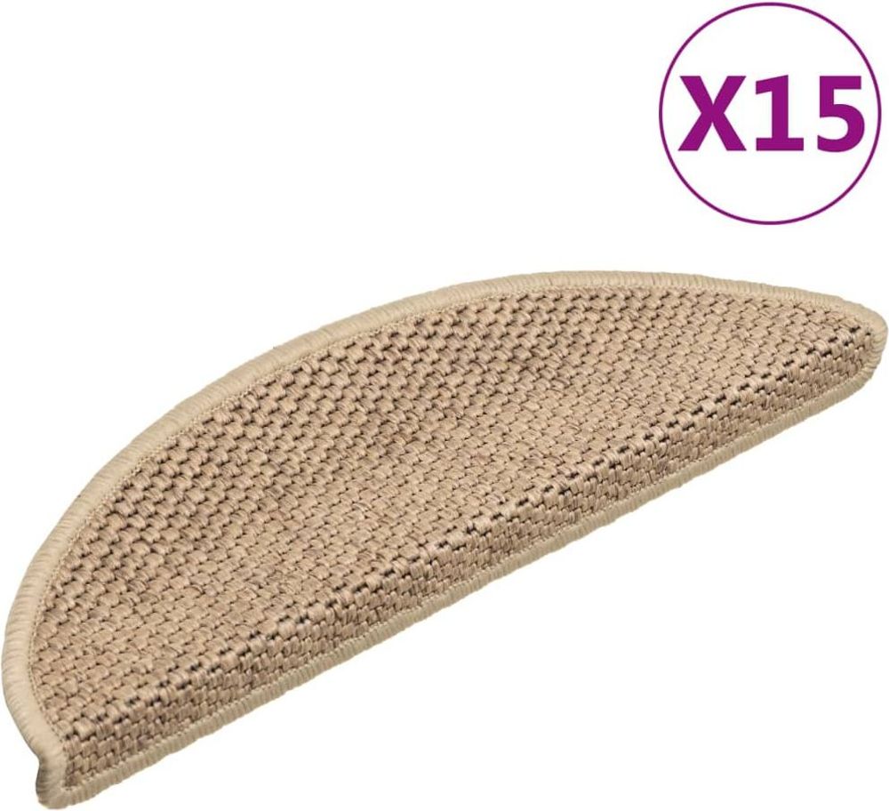 Tilbud på vidaXL Selvklebende trappematter sisal-utseende 15 stk 56x17x3 cm sand fra vidaXL.no til 1 379 kr