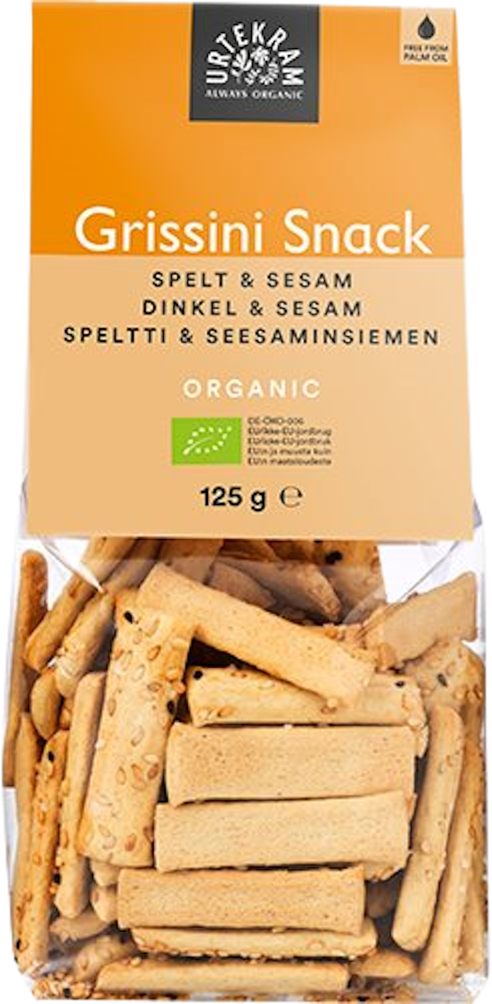 Tilbud på Grissini snack spelt & sesam Øko (Urtekram) fra Helsam til 22,95 kr.