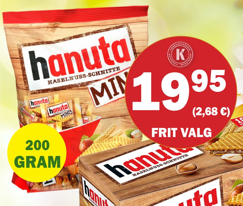 Tilbud på Hanuta Minis fra Købmandsgården til 19,95 kr.