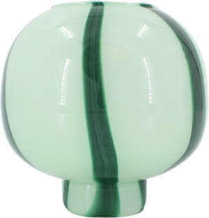 Glasvase Lille Kuppel i Grøn m. Striber