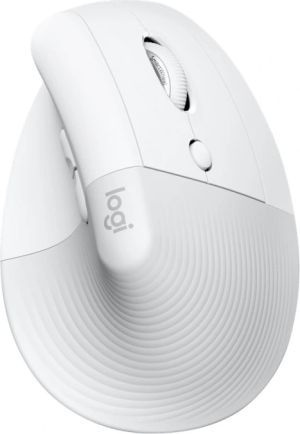 Logitech Lift (For Mac) - Lodret mus - ergonomisk - optisk - 6 knapper - trådløs, kabling - Bluetooth, 2.4 GHz - trådløs modtager (USB) - Pale Grey