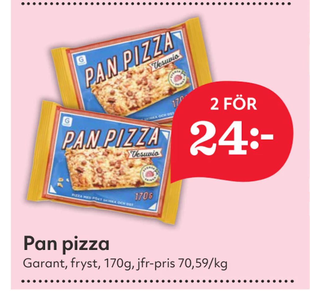 Erbjudanden på Pan pizza från Hemköp för 24 kr