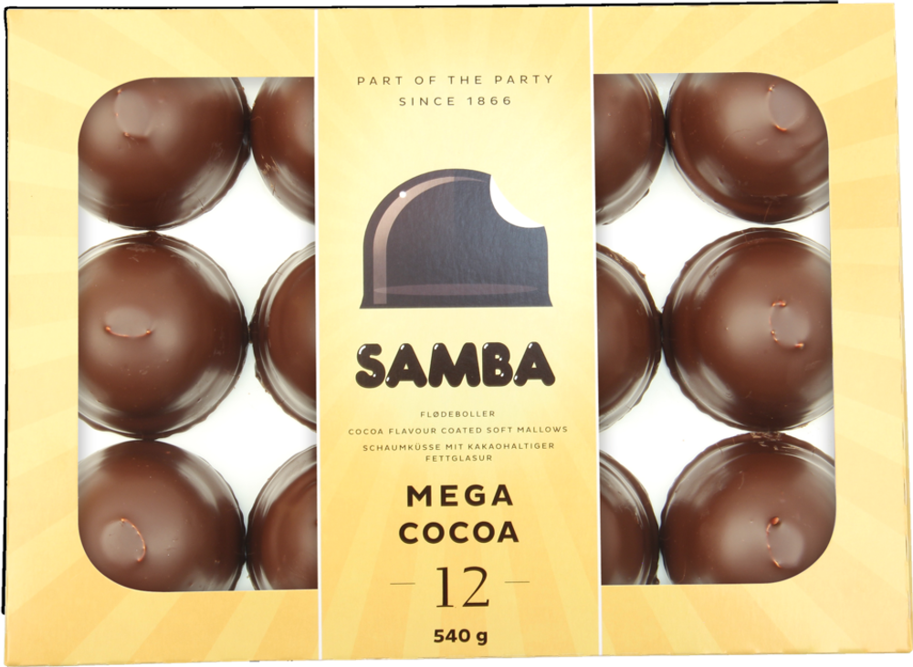 Tilbud på Samba Mega Flødeboller fra Fleggaard til 34,99 kr.