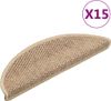 vidaXL Selvklebende trappematter sisal-utseende 15 stk 56x17x3 cm sand