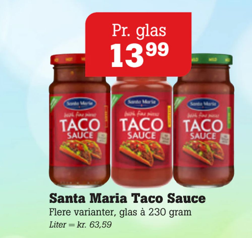 Tilbud på Santa Maria Taco Sauce fra Poetzsch Padborg til 13,99 kr.