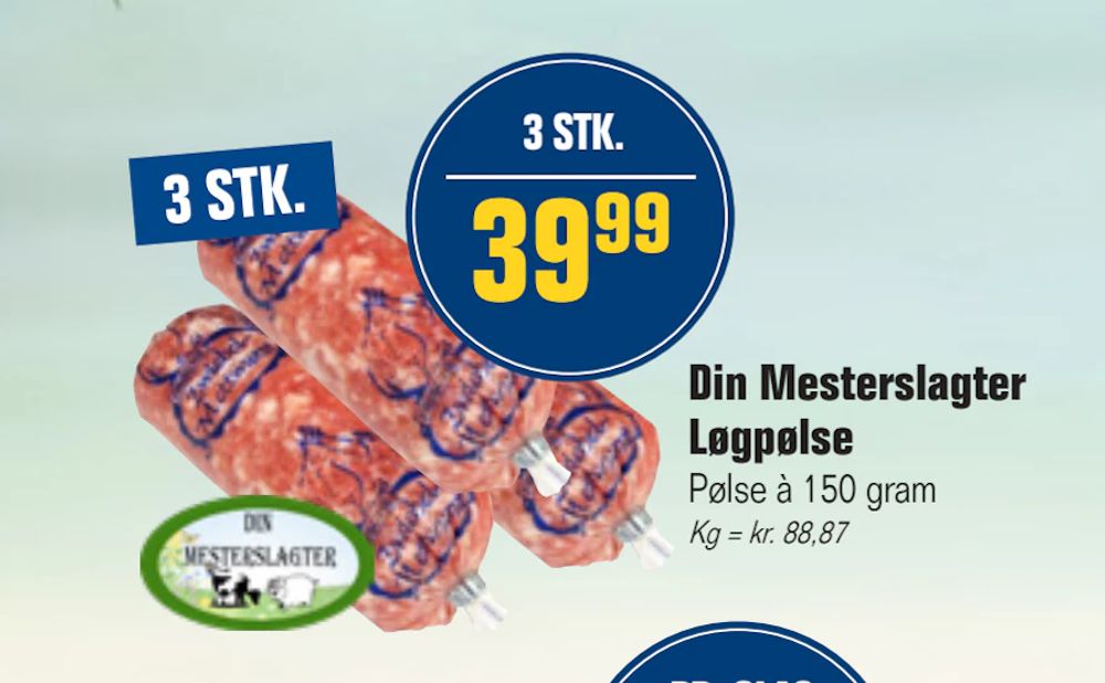 Tilbud på Din Mesterslagter Løgpølse fra Otto Duborg til 39,99 kr.