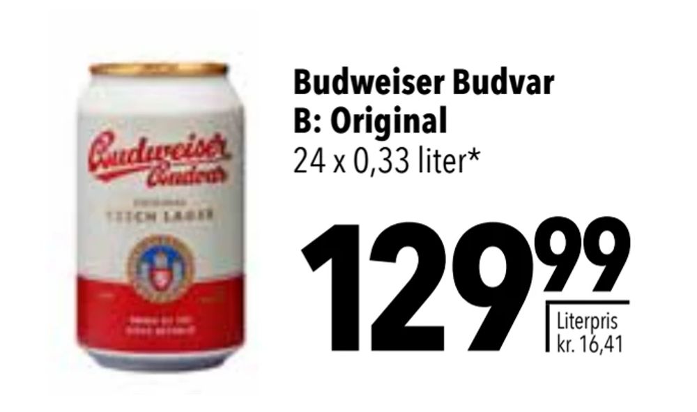 Tilbud på Budweiser Budvar B: Original fra CITTI til 129,99 kr.