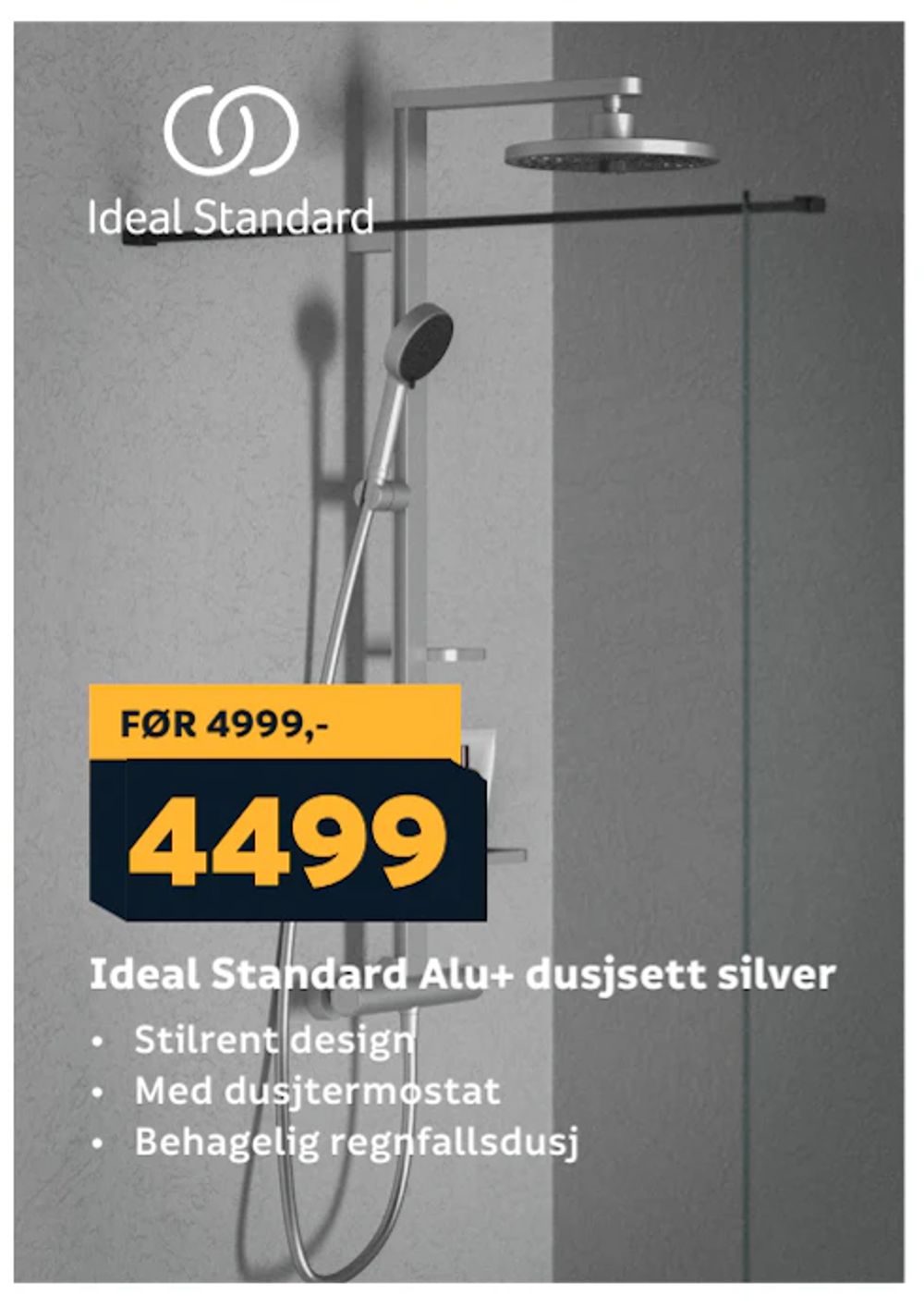 Tilbud på Ideal Standard Alu+ dusjsett silver fra Megaflis til 4 499 kr