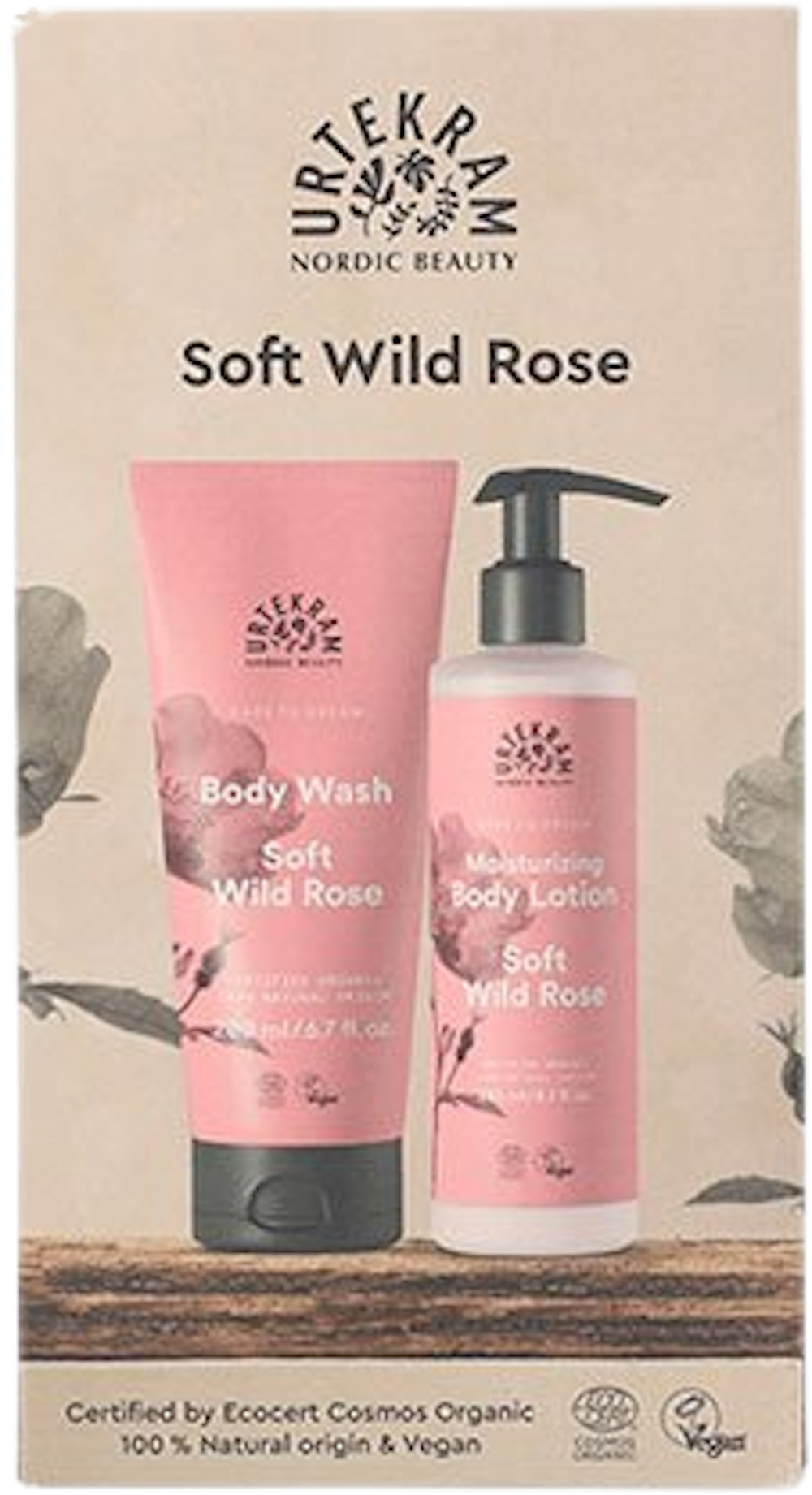 Tilbud på Gaveæske Soft Wild Rose Body Lotion & Body Wash (Urtekram) fra Helsam til 87,95 kr.