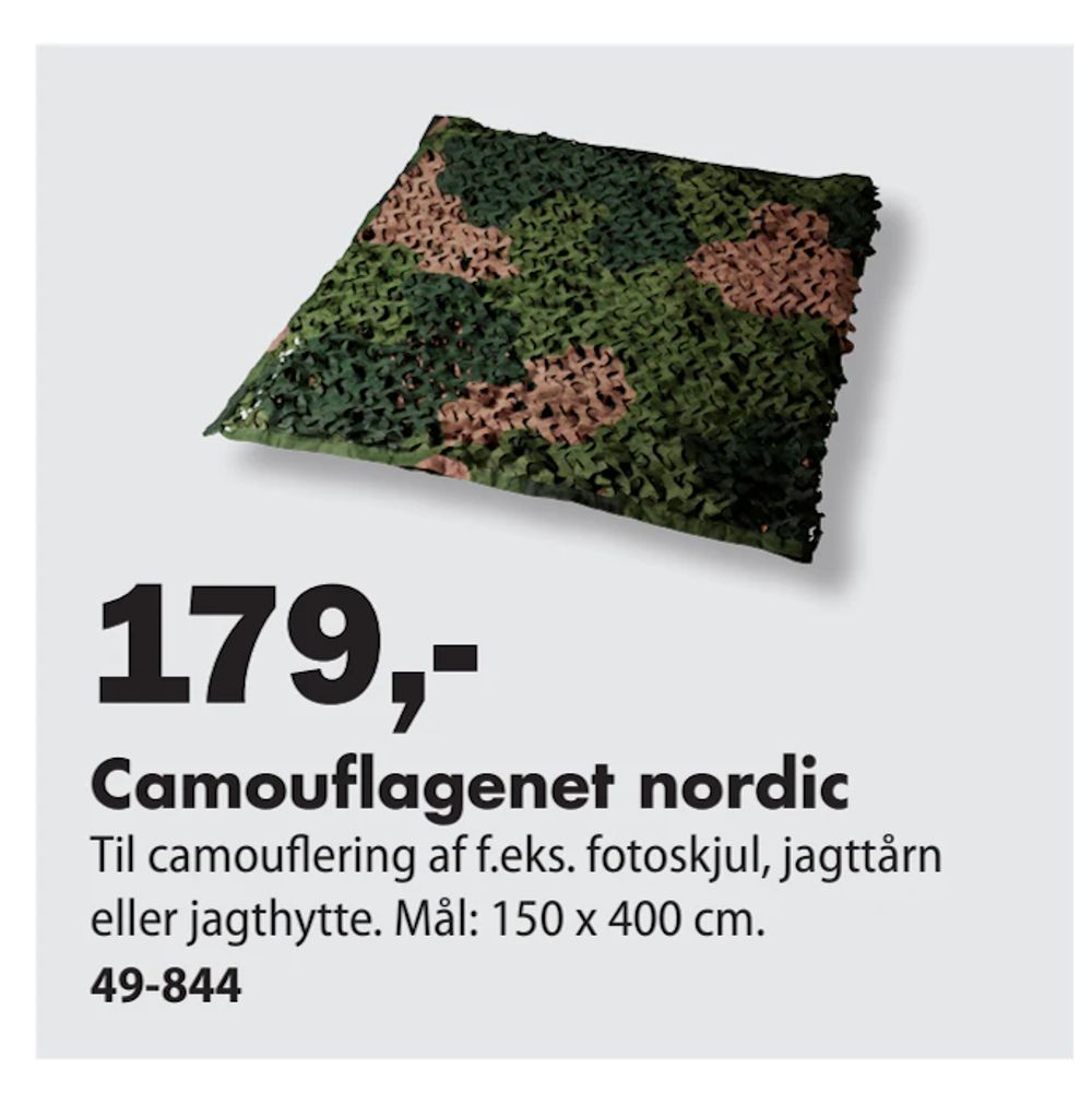 Tilbud på Camouflagenet nordic fra Biltema til 179 kr.