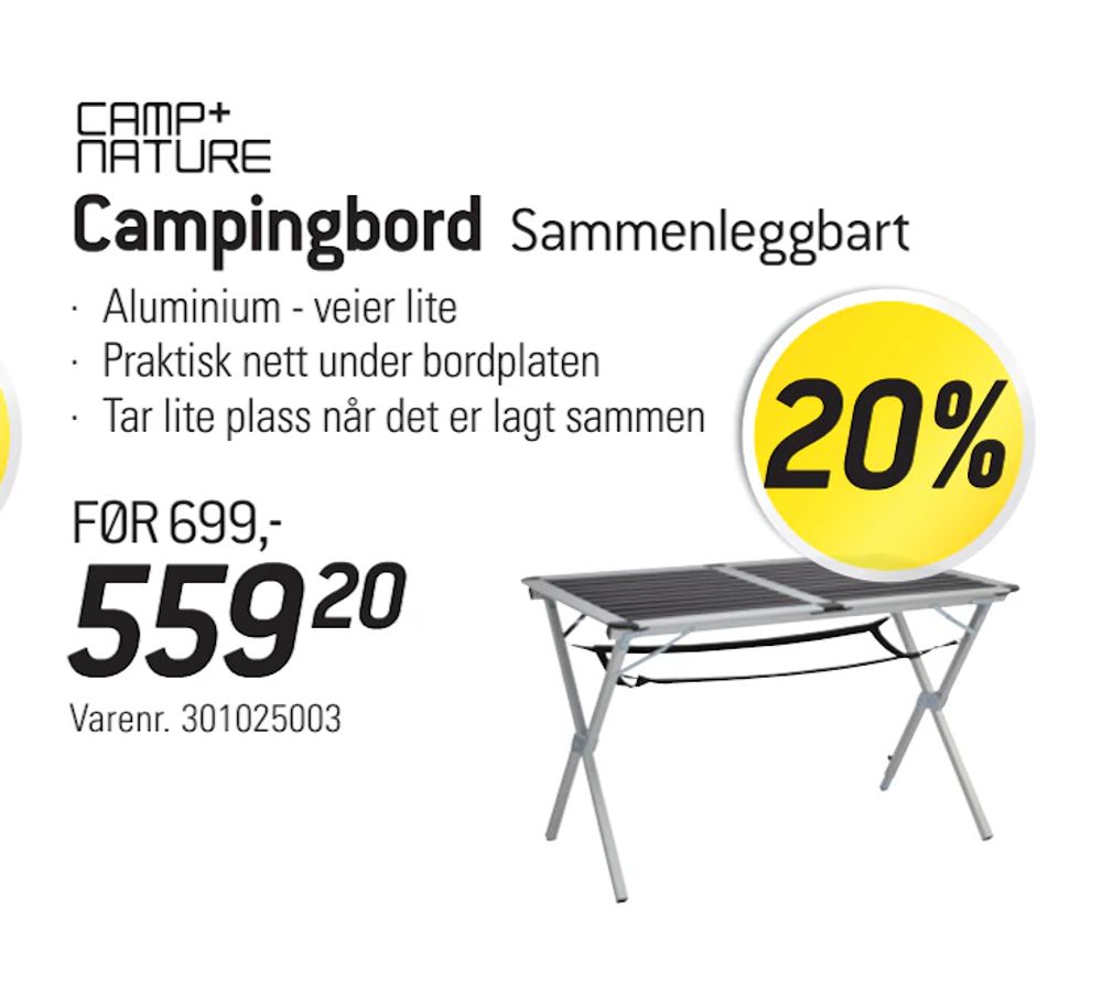 Tilbud på Campingbord fra thansen til 559,20 kr