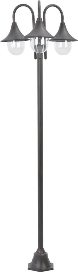 vidaXL Hagelyktestolpe E27 220 cm aluminium 3 lamper bronse