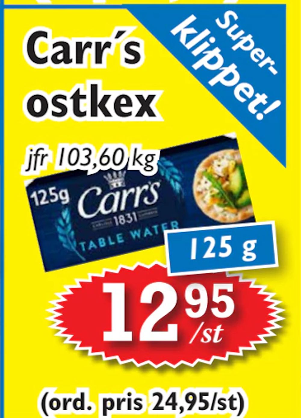 Erbjudanden på Carr´s ostkex från T-jarlen för 12,95 kr