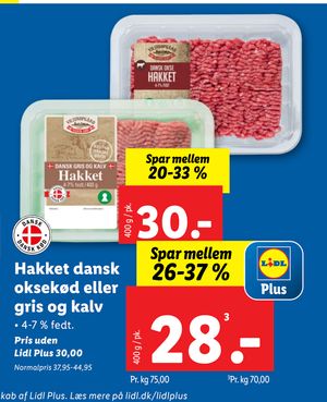 Hakket dansk oksekød eller gris og kalv