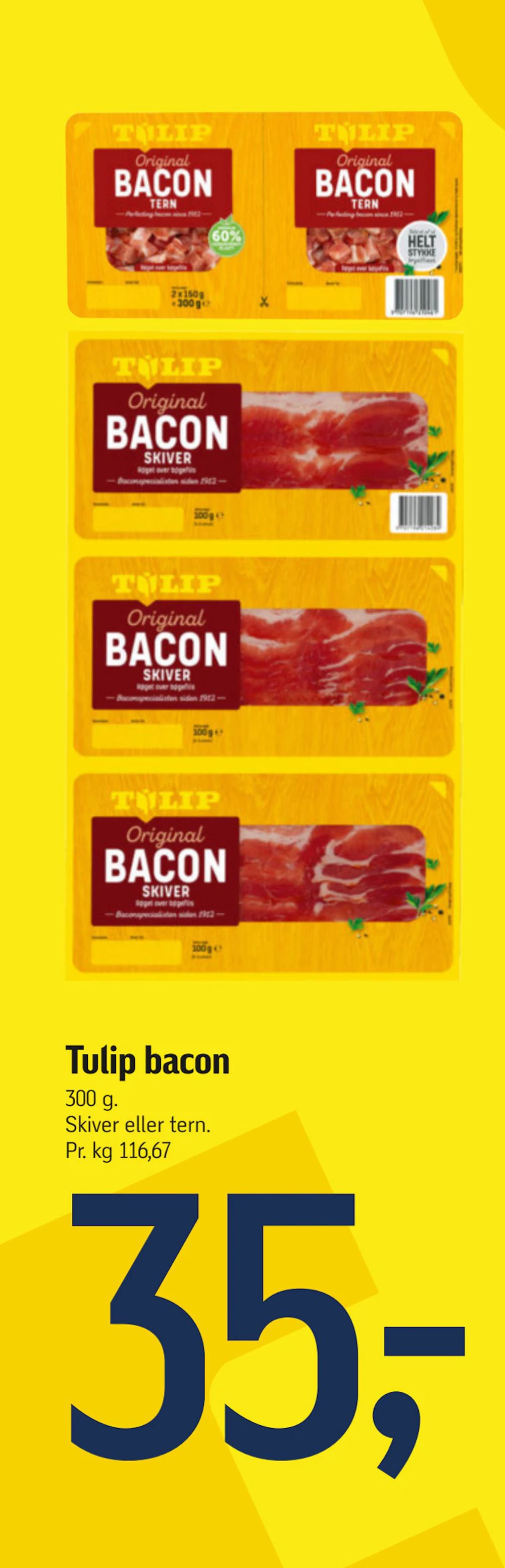 Tilbud på Tulip bacon fra føtex til 35 kr.