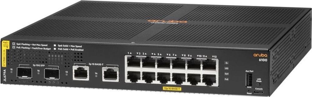 Tilbud på HPE Aruba 6100 12G Class4 PoE 2G/2SFP+ 139W Switch - Switch - Administreret - 12 x 10/100/1000 (PoE+) + 2 x 1 Gigabit / 10 Gigabit SFP+ + 2 x 1000Base fra ComputerSalg til 7.290 kr.