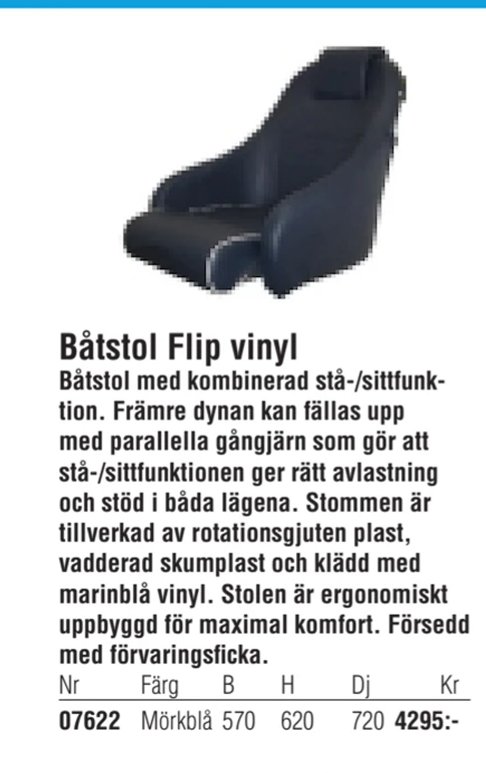 Erbjudanden på Båtstol Flip vinyl från Erlandsons Brygga för 4 295 kr