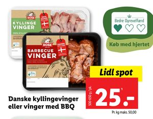 Danske kyllingevinger eller vinger med BBQ