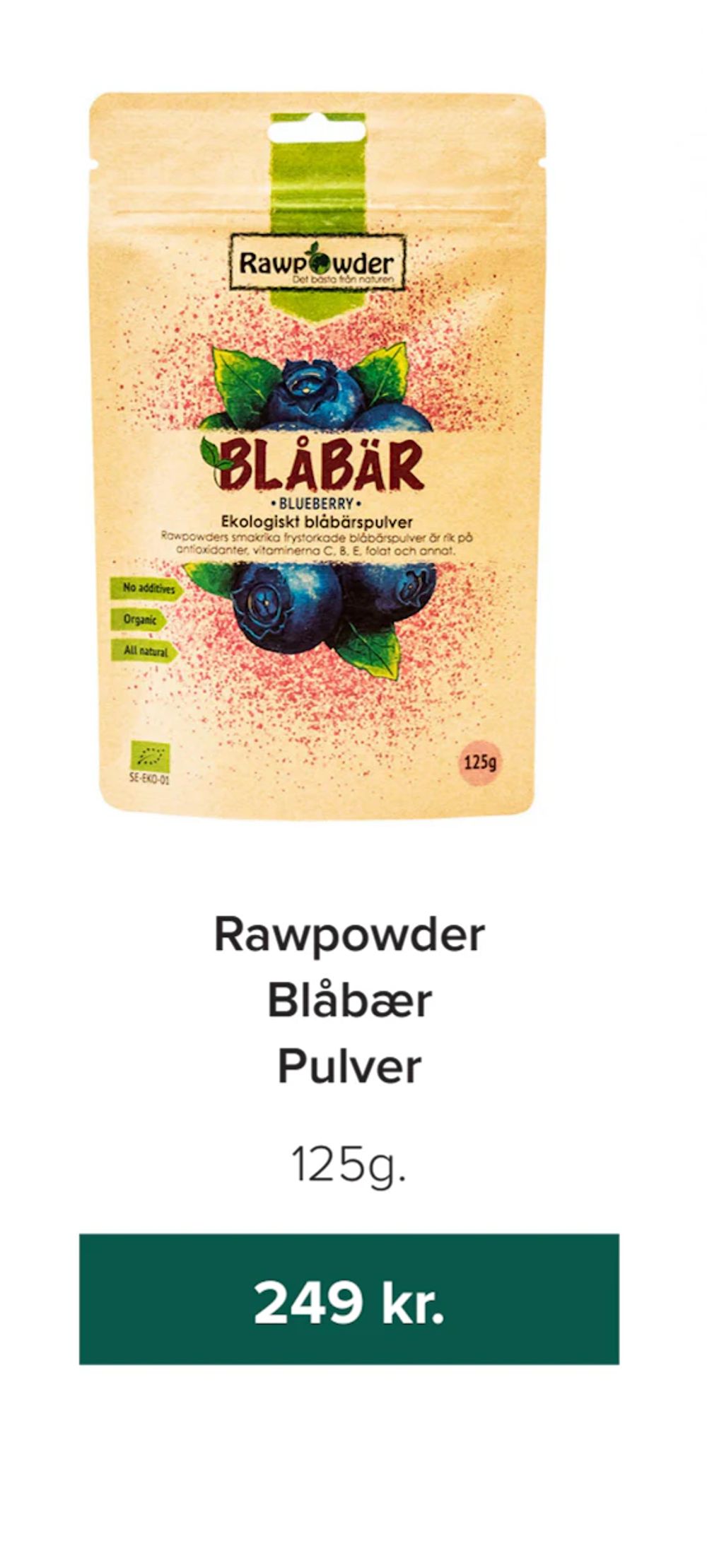 Tilbud på Rawpowder Blåbær Pulver fra Helsemin til 249 kr.