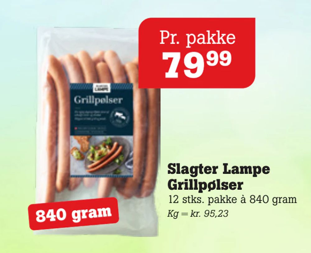 Tilbud på Slagter Lampe Grillpølser fra Poetzsch Padborg til 79,99 kr.