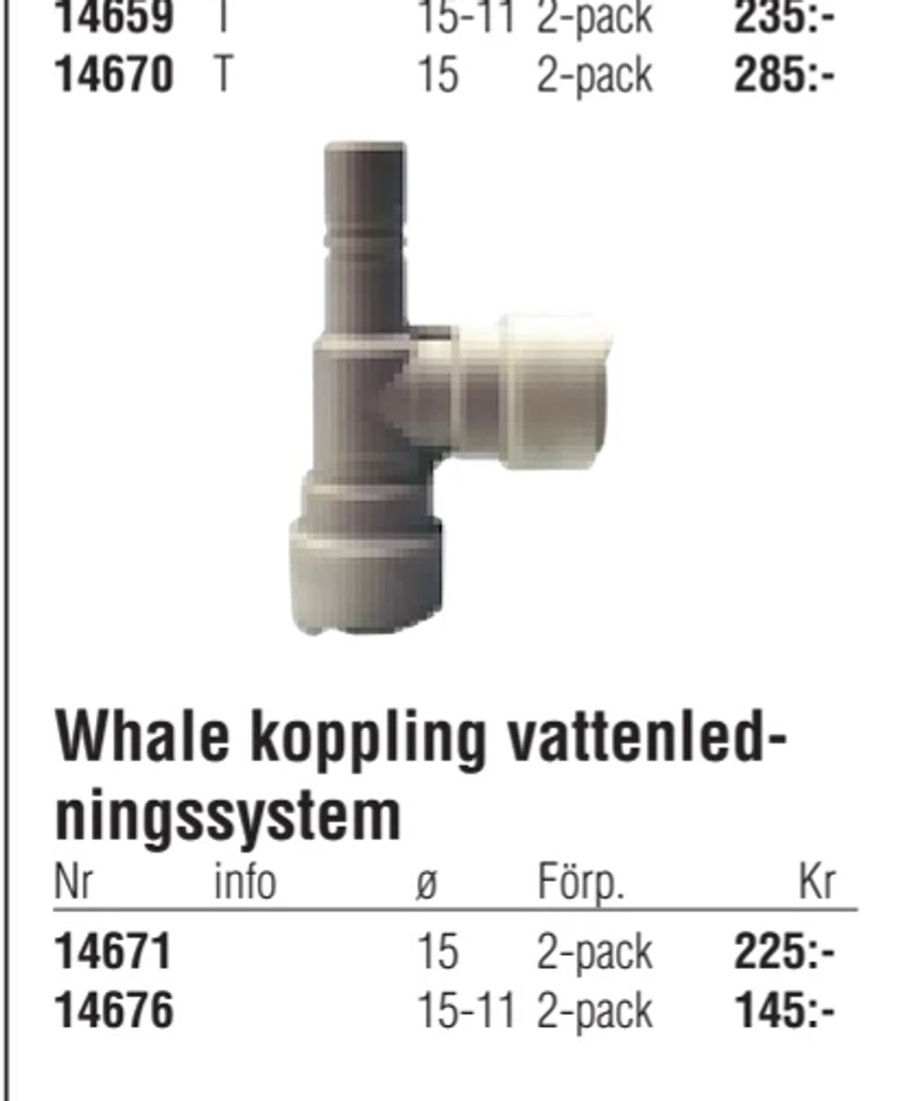 Erbjudanden på Whale koppling vattenledningssystem från Erlandsons Brygga för 145 kr