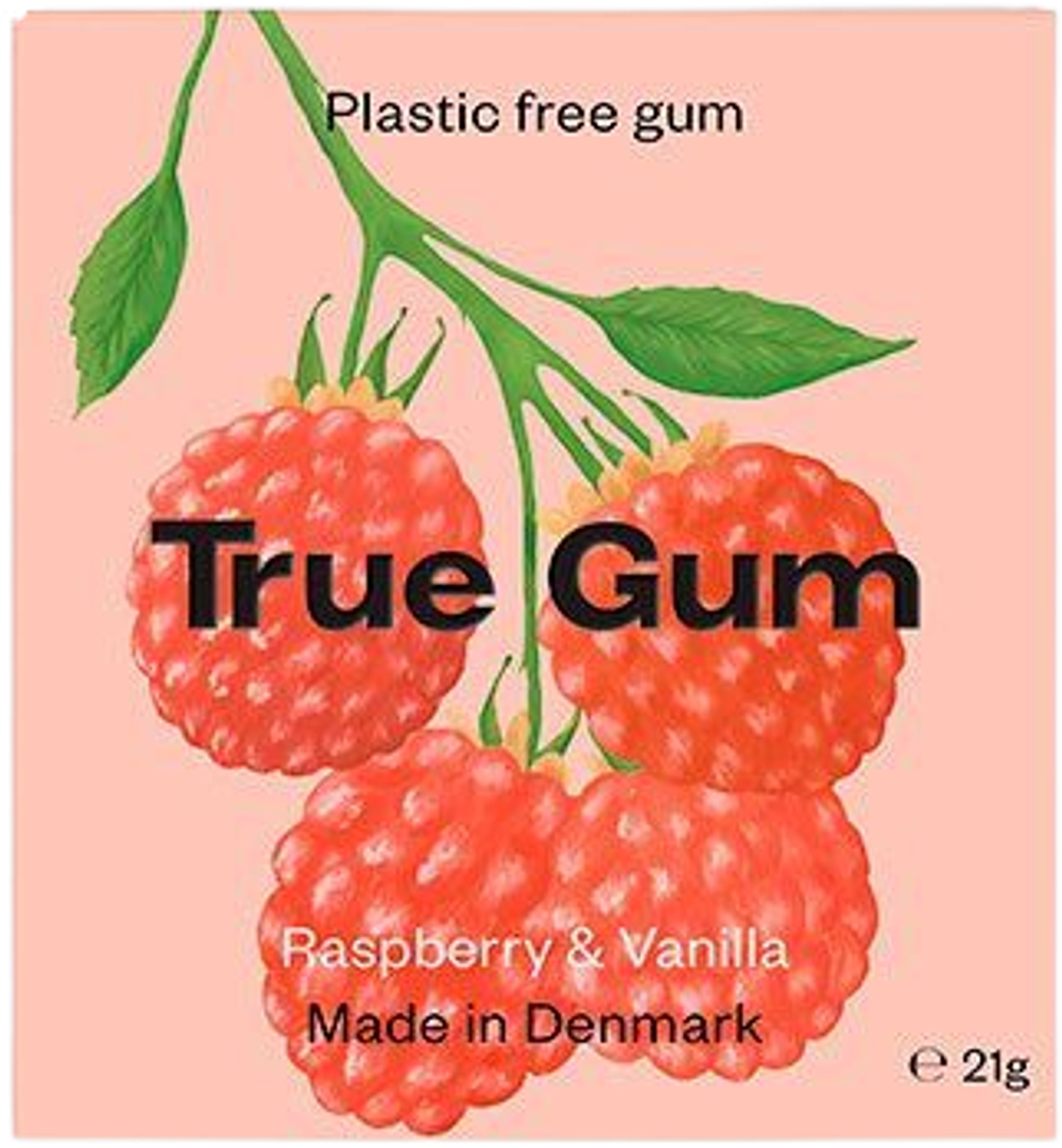 Tilbud på Tyggegummi Raspberry & Vanilla (True Gum) fra Helsam til 17,95 kr.