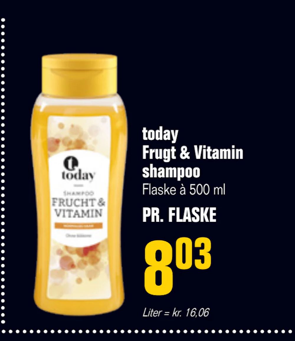 Tilbud på today Frugt & Vitamin shampoo fra Poetzsch Padborg til 8,03 kr.