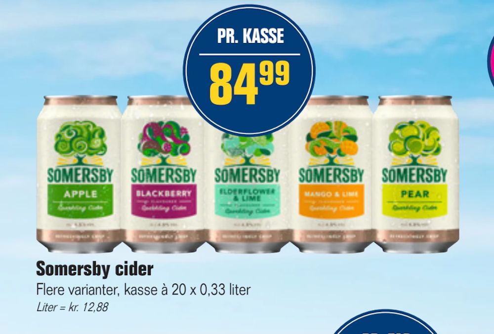 Tilbud på Somersby cider fra Otto Duborg til 84,99 kr.