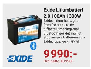Exide Litiumbatteri 2.0 100Ah 1300W