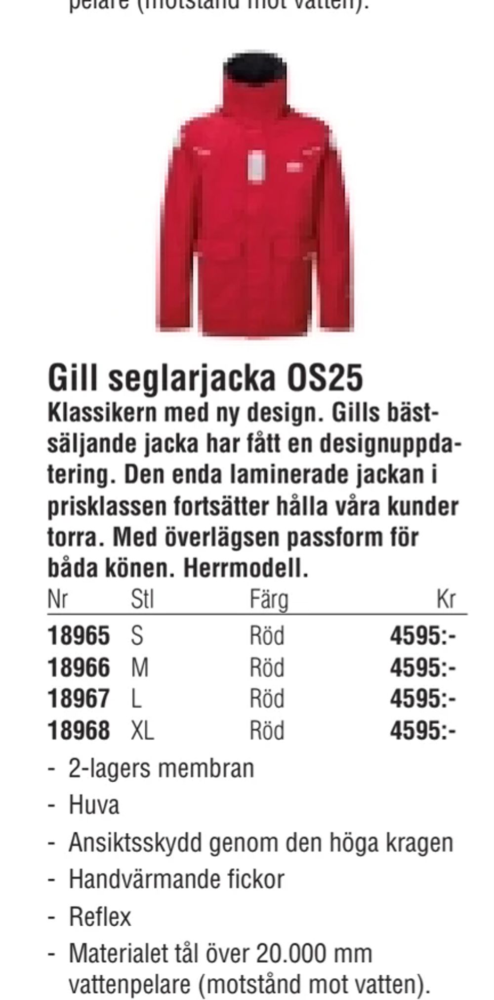 Erbjudanden på Gill seglarjacka OS25 från Erlandsons Brygga för 4 595 kr