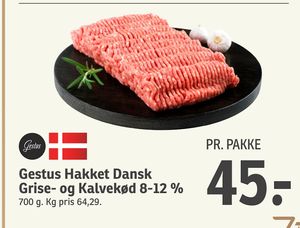 Gestus Hakket Dansk Grise- og Kalvekød 8-12 %