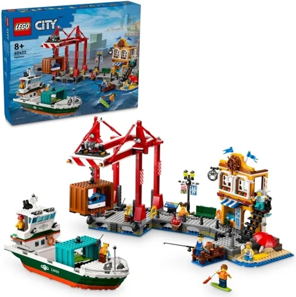 Tilbud på LEGO City 60422 Havnefront med fragtskib fra ComputerSalg til 659 kr.