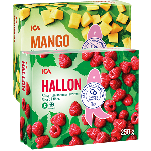 Fryst mango, hallon