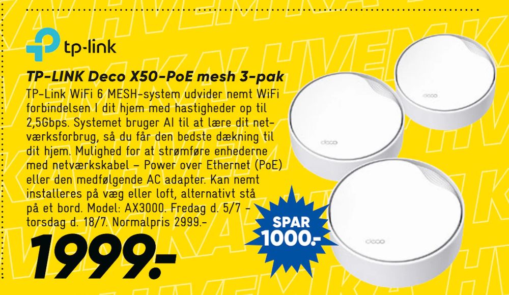 Tilbud på TP-LINK Deco X50-PoE mesh 3-pak fra Bilka til 1.999 kr.