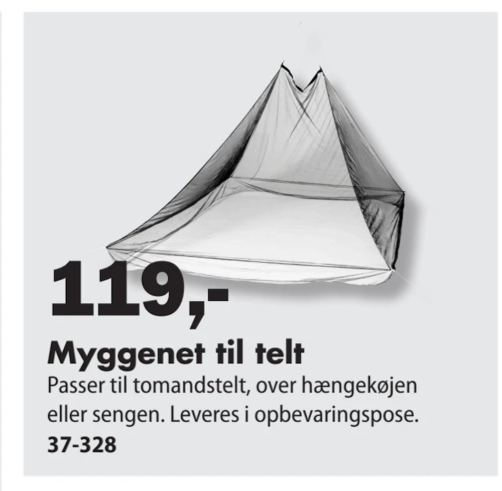 Tilbud på Myggenet til telt fra Biltema til 119 kr.