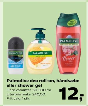 Palmolive deo roll-on, håndsæbe eller shower gel