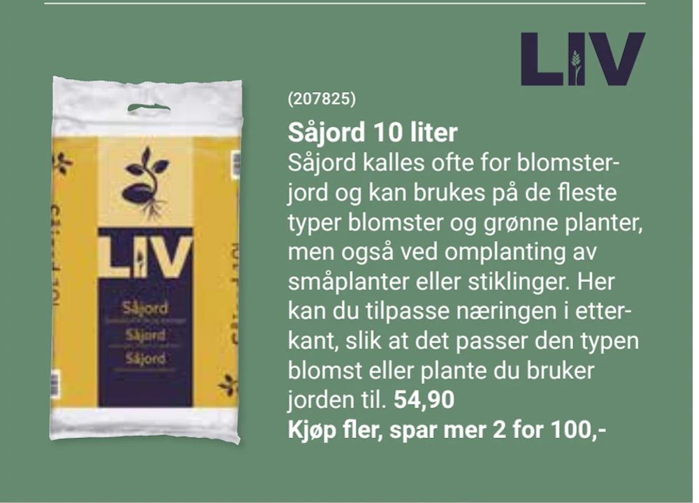 Tilbud på Såjord 10 liter fra Europris til 54,90 kr