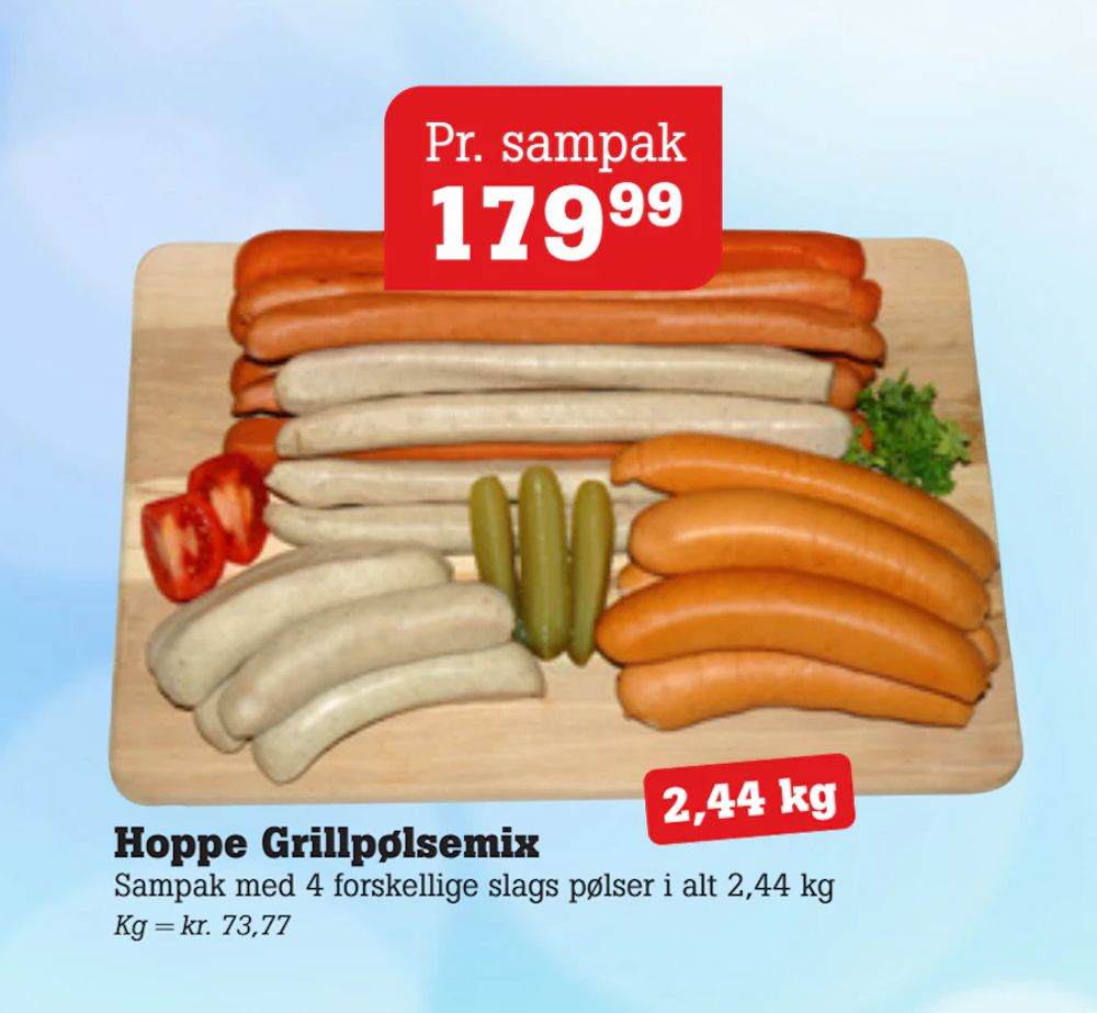 Tilbud på Hoppe Grillpølsemix fra Poetzsch Padborg til 179,99 kr.