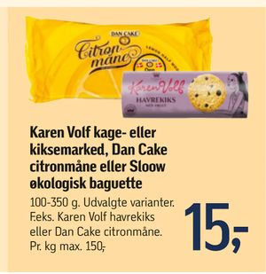 Karen Volf kage- eller kiksemarked, Dan Cake citronmåne eller Sloow økologisk baguette