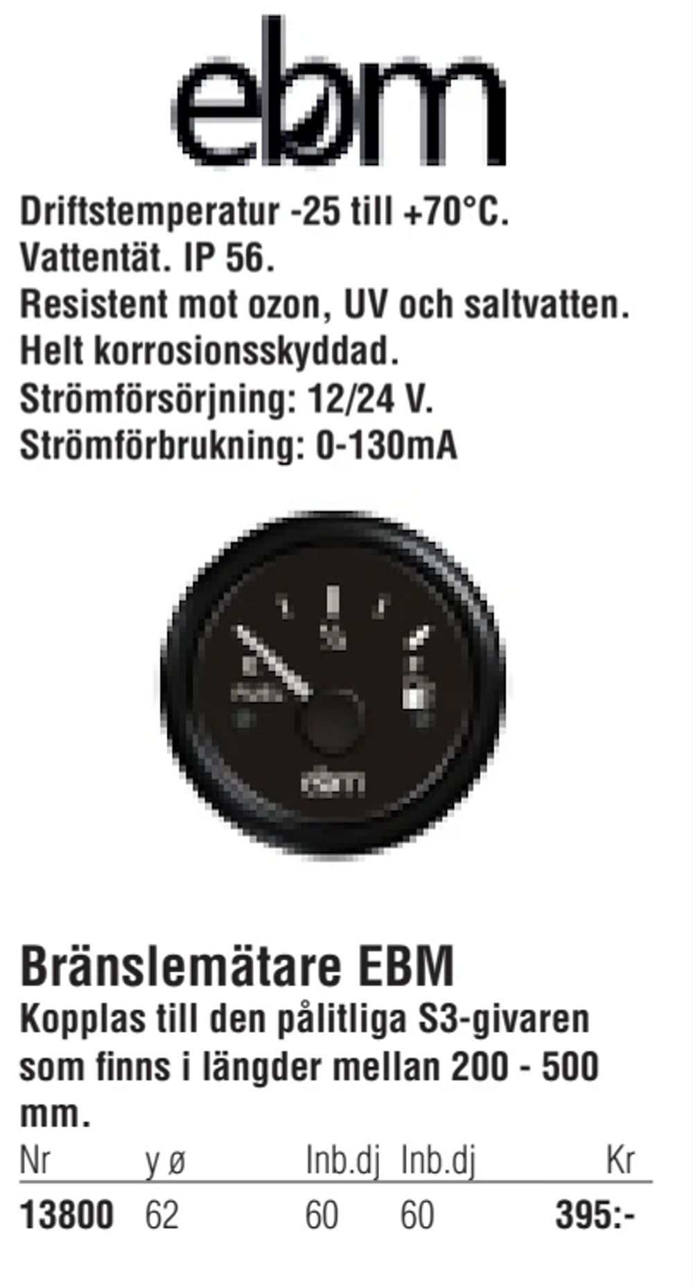 Erbjudanden på Bränslemätare EBM från Erlandsons Brygga för 395 kr