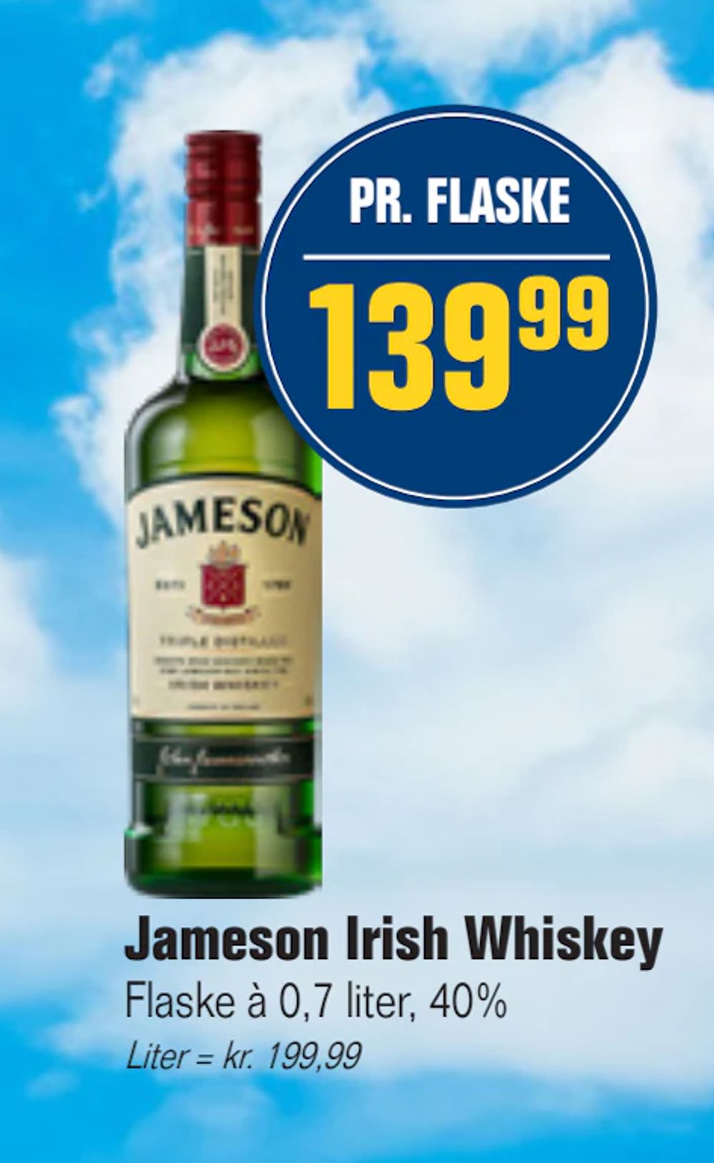 Tilbud på Jameson Irish Whiskey fra Otto Duborg til 139,99 kr.