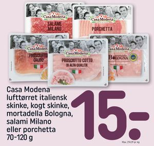 Casa Modena lufttørret italiensk skinke, kogt skinke, mortadella Bologna, salami Milano eller porchette
