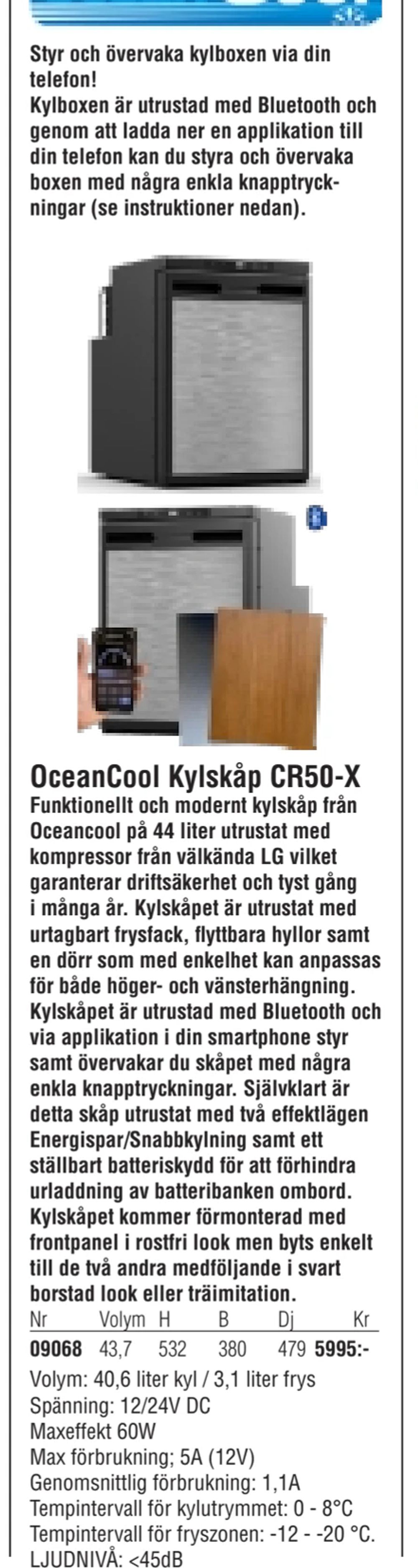 Erbjudanden på OceanCool Kylskåp CR50-X från Erlandsons Brygga för 5 995 kr